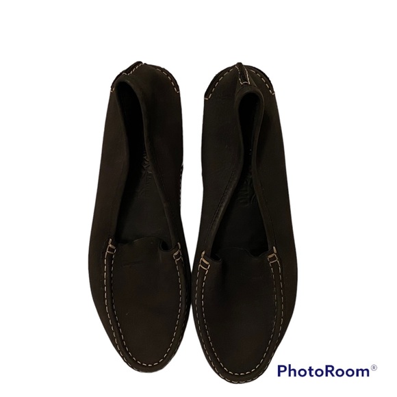 SALVATORE FERRAGAMO FLATS LOAFERS SHOES BLACK LEATHER ITALY Size 10 B - Picture 1 of 15